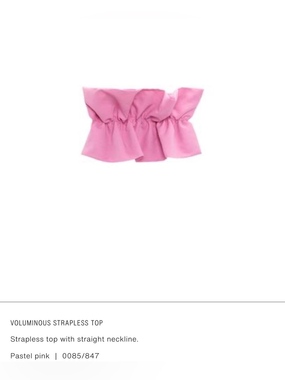 Pastel Pink Voluminous Strapless Top (Zara)
